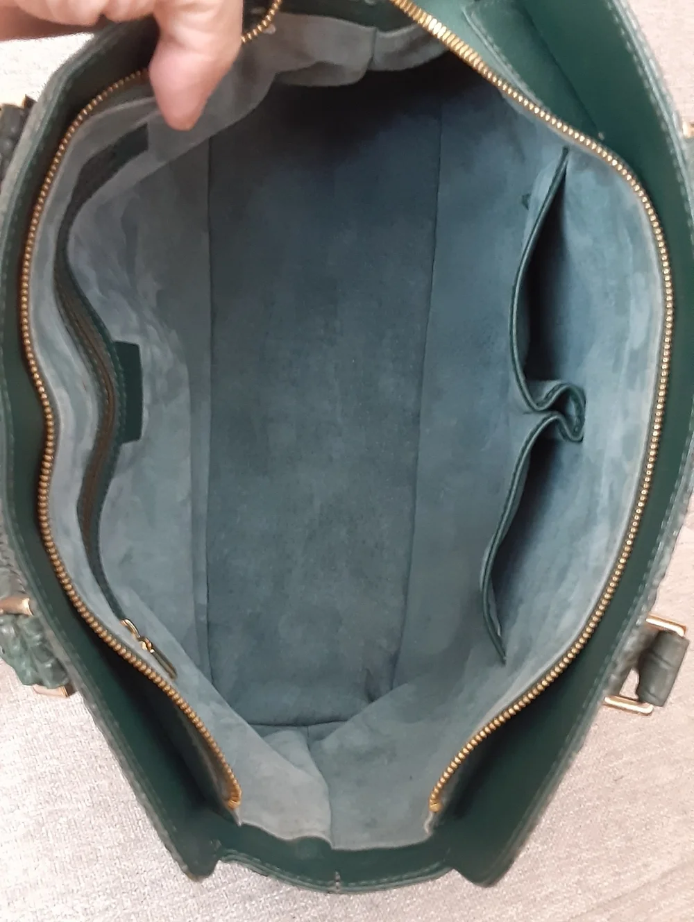 Dark Green Croc-Embossed Structured Satchel - Women Bags